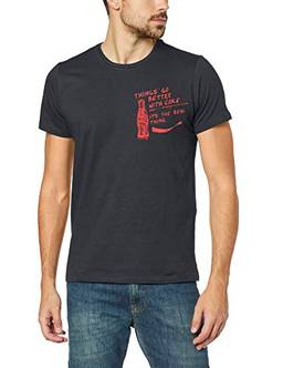 Coca-Cola Jeans Camiseta Things Go Better with Coke It's the Real Thing Masculino, GG, Cinza