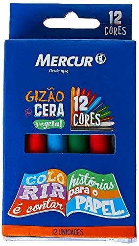 Lápis de Cera, Mercur B01010104001, Multicor, Pacote de 12