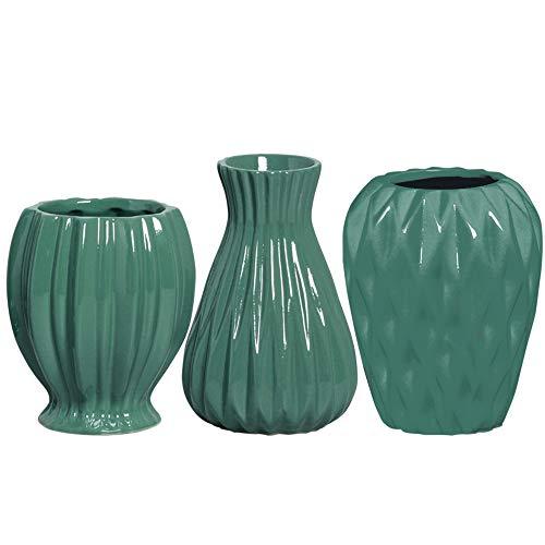 Trio Vasinhos Diamante, Ruby E Quartzo Ceramicas Pegorin Verde