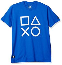 Camiseta Playstation Classic Symbols, Banana Geek, Adulto Unissex, Azul, GG