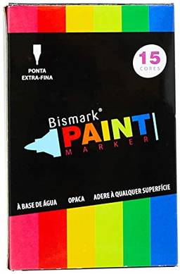 Marcador Paint Marker, Bismark, PK0115P, Ponta Extra Fina 1.0, 15 cores sortidas,