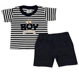 Conjunto Bebê Camiseta Boy + Bermuda Jeans Preto P