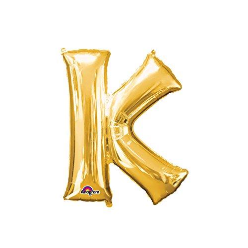 Regina 106479.7, Balão Metalizado Super Shape Letra K Pack, Dourado