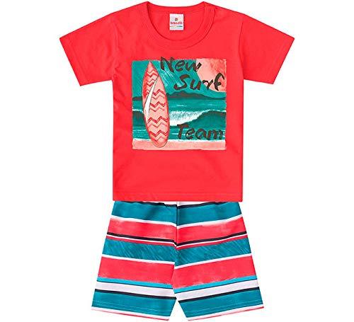 Conj. Infantil Camiseta Manga Curta e Bermuda Surfista Listrada Menino Brandili 2 Anos