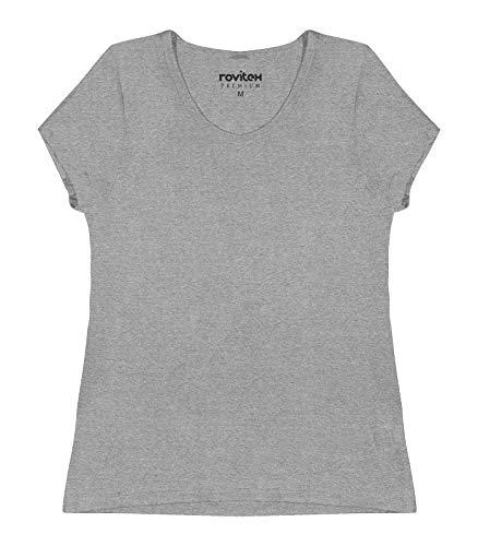 Camiseta Manga Curta Gola Redonda Plus Size, Rovitex, Feminino, Mescla Claro, M