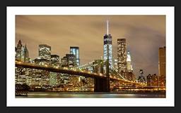 Quadro de Cidades Ponte do Brooklyn New York Decore Pronto Multicor 55x35cm