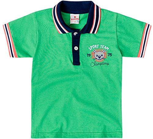 Camiseta Gola Polo Infantil Manga Curta Verde Leão Menino Brandili (1)