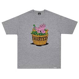 Camiseta Wanted - Pig Hustlin cinza Cor:Cinza;Tamanho:GG