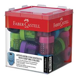 Apontador com Depósito Mini Grip 5 Cores Sortidas 24 Unidades, Faber-Castell