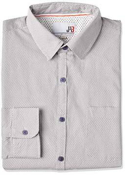 JAB Camisa Casual Estampada Mini Print, Masculino, GG, Cinza Claro