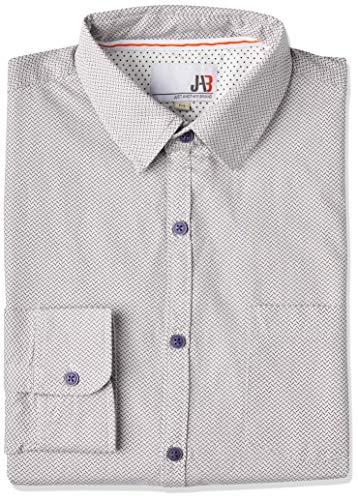 JAB Camisa Casual Estampada Mini Print, Masculino, G, Cinza Claro