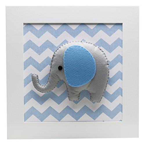 Quadro Decorativo Elefante Chevron, Potinho de Mel, Azul