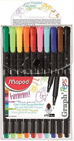 Caneta Fineliner, Maped, Graph Peps, MPD-749155, 10 Cores