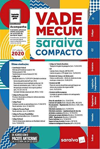 Vade Mecum Compacto Saraiva 2020 - 22ª Edição: Atualizado Com o Pacote Anticrime