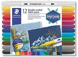 STAEDTLER 3190 TB12 canetas para tecido de ponta dupla 12 cores sortidas