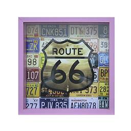 Quadro Porta Tickets Route 66 Kapos Lilás 27X27X4cm