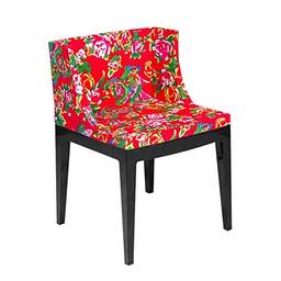 Cadeira Mademoiselle - Floral vermelho - Policarbonato preto