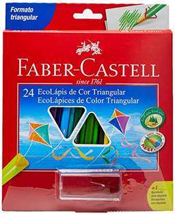 Lápis de Cor EcoLápis Triangular 24 Cores e 1 Apontador com Depósito, Faber-Castell