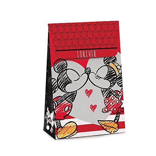Caixa Para Presente Trapézio Cromus Embalagens na Estampa Disney in Love com Aba de Fechamento 23x10,5x35 cm com 10 Unidades