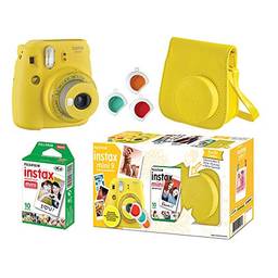 Câmera Instantânea Fujifilm Instax Mini 9 Com 3 Filtros Coloridos, Bolsa e Filme 10 Poses – Amarelo Banana, Fujifilm, 705065383, Amarelo Banana