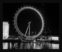Quadro em Roda Gigante London Eye Decore Pronto Preto/ Branco 55x45cm