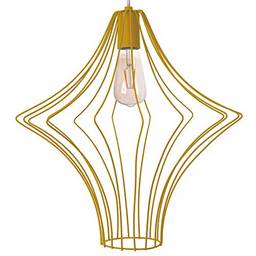 Pendente Retangular Ref 6166 Verniz dourado Soquete E27 1 Lampada (45 X 45 X 42 cm) Bivolt Fabricado em Metal Pantoja&Carmona