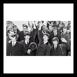 Quadro Música Ídolos the Beatles Decore Pronto Preto/ Branco 55x55cm