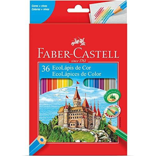 Faber Castell Ecolápis de cor sextavado 36 cores, Kit 4 Unidades