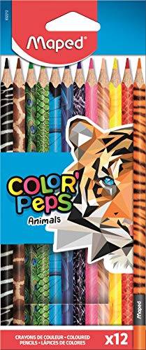 Lápis de Cor Color Peps Animals, Maped, Multicor, Pacote de 12