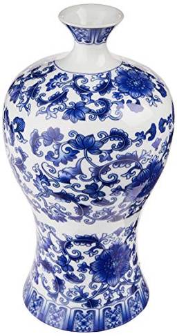 Floral Vaso 21cm Ceramica Bran/azul Cn Gs Internacional Único