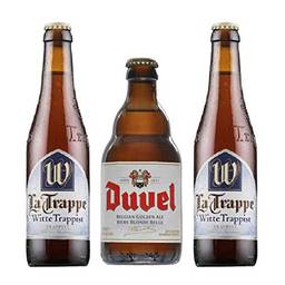 Kit de Cervejas La Trappe Witte e Duvel contendo 3 Rótulos