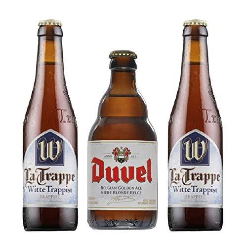 Kit de Cervejas La Trappe Witte e Duvel contendo 3 Rótulos