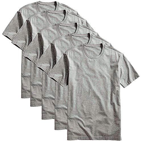 Kit com 5 Camisetas Básicas Masculina Algodão T-Shirt Tee (Cinza, G)