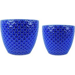 Kit Cachepot em Cerâmica - 2 Pçs Mart Azul Mart Collection