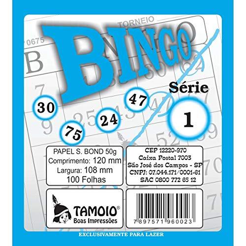 Bloco Para Bingo Azul 120x108mm 100 Folhas Tamoio, Multicor, pacote de 15