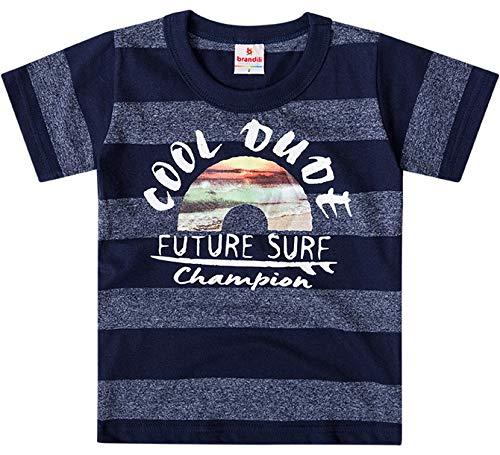 Camiseta Infantil Manga Curta Azul Marinho Listrada Surf Brandili Menino (2)