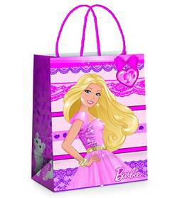 Sacola De Papel Para Presente C/ 10 Unidades Laminado Na Estampa Barbie Gloss - Tamanho 26x19,5x9,5 Cm - Certificação Fsc - Cromus Embalagens