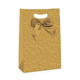 Caixa Para Presente Flex Cromus Embalagens na Estampa Decorada Ouro com Fechamento em Cetim 18x7,5x25 cm com 10 Unidades