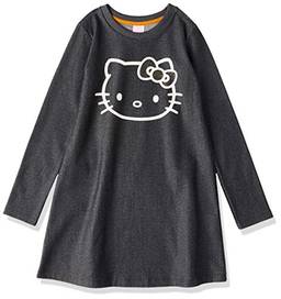 Vestido Infantil Manga Longa, Hello Kitty, Meninas, Preto, 12