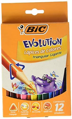 Lápis de Cor 12 cores triangular gigante Evolution 891853 Bic, BIC, 891853, Multicor, pacote de 12