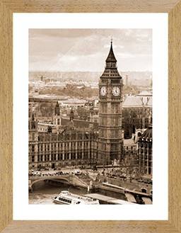 Quadro Torre Big Ben Londres Vintage Decore Pronto Multicor 35x45cm