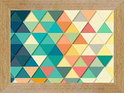 Quadro Abstrato Geométrico Tringulos Coloridos 35x26cm, Decore Pronto, Multicor, Pequeno