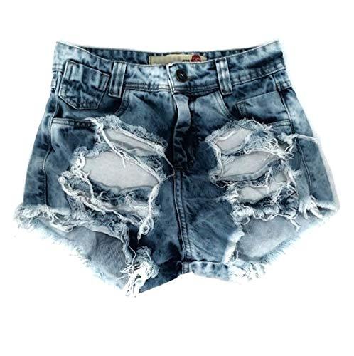 Shorts Jeans Feminino Cintura Alta Destroyed Hot Pants S02 tamanho:44