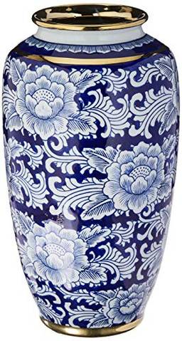 Modry Vaso 36cm Ceramica Azul/dour Home & Co Único
