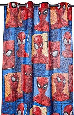 Cortina com Ilhós Lepper Spider Man Vermelho, 1,5x1,8 m, Pacote de 4 Algodão Tradicional