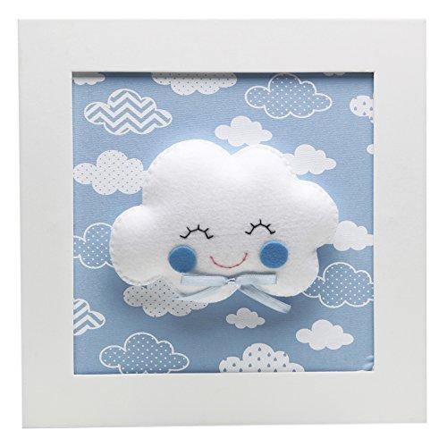 Quadro Decorativo Nuvem com Carinha, Potinho de Mel, Azul