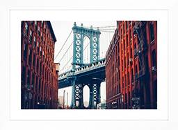 Quadro Decorativo Ponte George Washington New York Decore Pronto Multicor 35x26cm