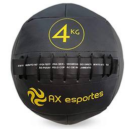 AX Esportes Bola de Wall Ball para Crossfit 4 kg, Preto