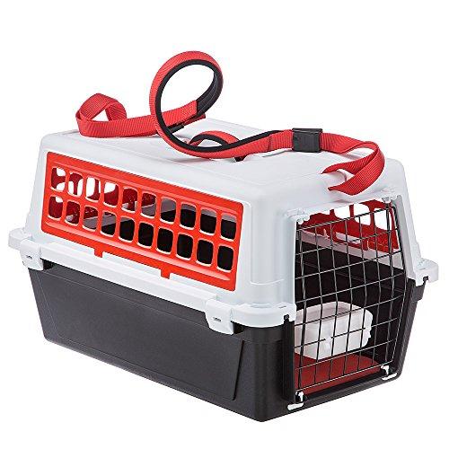 Ferplast Atlas 20 Trendy Plus, Caixa de Transporte Para Animais Pequenos, Vermelha, com Alça Para Ombro Ferplast para Cães, Capacidade 8kg