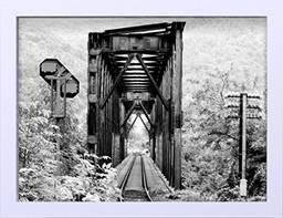 Quadro Decorativo Ponte Trilho de Trem Decore Pronto Preto/ Branco 44x34 cm